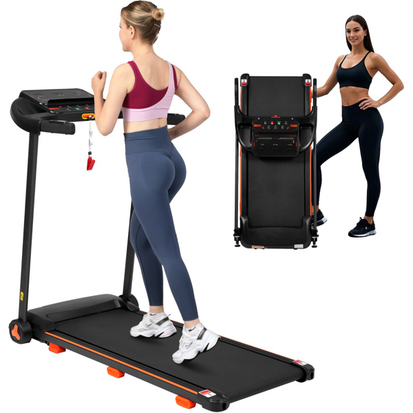 全新家用跑步机，2.5HP 静音折叠跑步机，带心率传感器，承重 300 磅，7.5 英里/小时，倾斜跑步机，带 USB 充电站和蓝牙扬声器，6 个减震装置-26