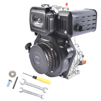 A1-黑色10HP四冲程单缸柴油发动机 10HP 4Stroke Single-Cylinder Diesel Engine 418CC 6300W Recoil 3600RPM Air Cooled (Black)