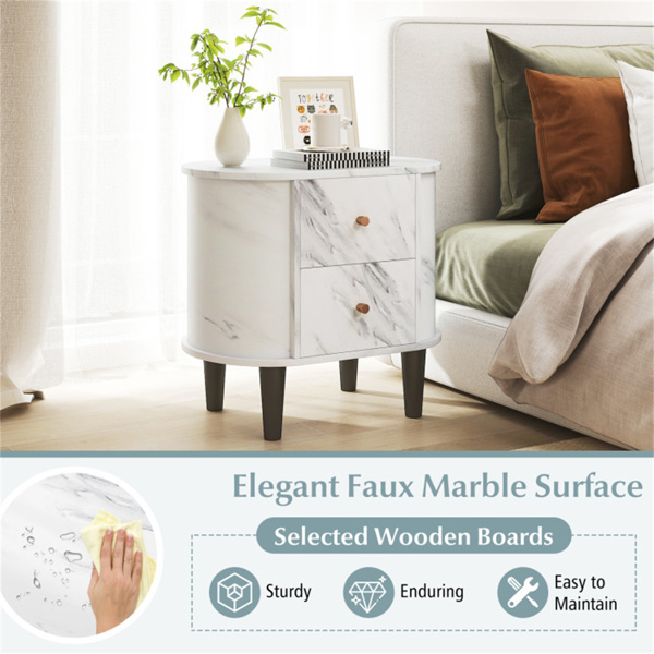 White Nightstand with Drawers  -9