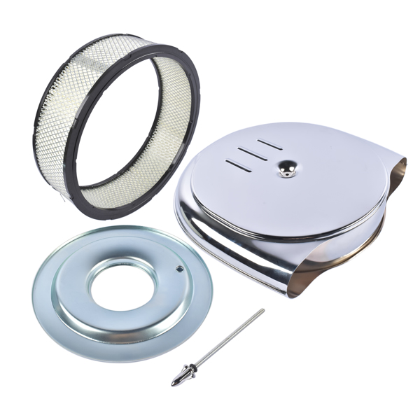 空气滤清器 Round Chrome Air Cleaner Steel Housing Silver with Paper Filter for 5 1/8" Neck-6