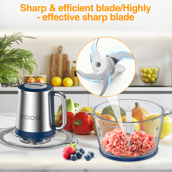 KOIOS AMJ-106 食物处理器 单刀单碗 蓝色，300W,120V/60Hz，带一组四叶刀.AMZ禁售周末不处理订单-3