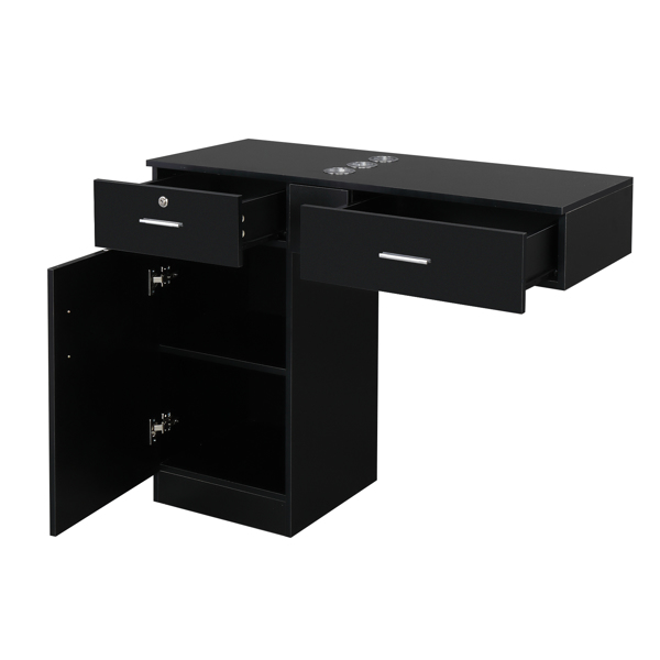 15 PCT E0 Particleboard Pitted Surface 2 Drawers 1 Lock 1 Door 3 Hair Dryer Salon Cabinet Black【Same code 63082170】-9