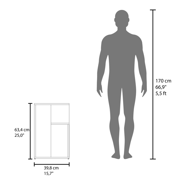 家具Vega边桌三聚氰胺与开放式存储，Onix和白色-11