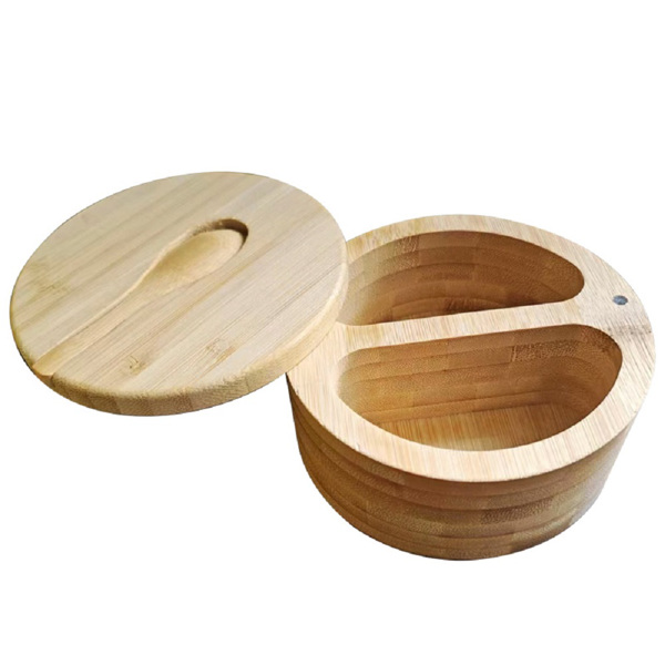 Bamboo Salt Cellar， Salt Container-3