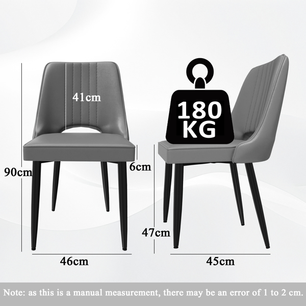 Dining Chairs with Cut-Out Backrest, Modern Kitchen Chair, Scandinavian Faux Leather Chair with High Back for Living Room Kitchen-2