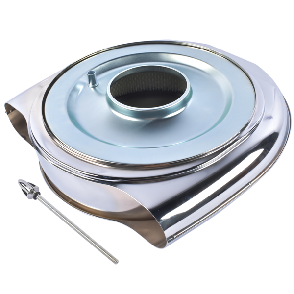 空气滤清器 Round Chrome Air Cleaner Steel Housing Silver with Paper Filter for 5 1/8" Neck-3