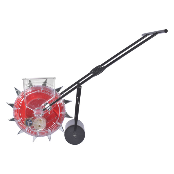 A1-手推播种机 Red Manual Seeder Hand-Push Garden Seeder Roller Seeding and Fertilizer Applicator, Row Planter Corn Planter Seeder for Soy Peanut Corn Cotton Soybean, 13.5cm Spacing-1