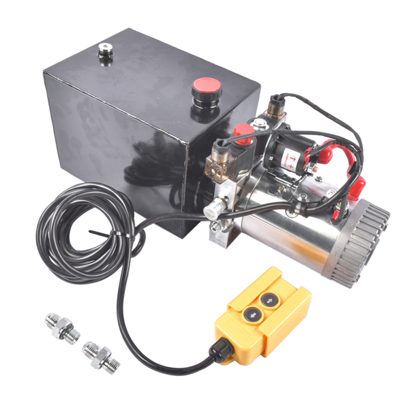  液压泵 8 Quart Double Acting Hydraulic Power Unit Dump Trailer Hydraulic Pump 12V DC 3200 PSI SAE #6-4