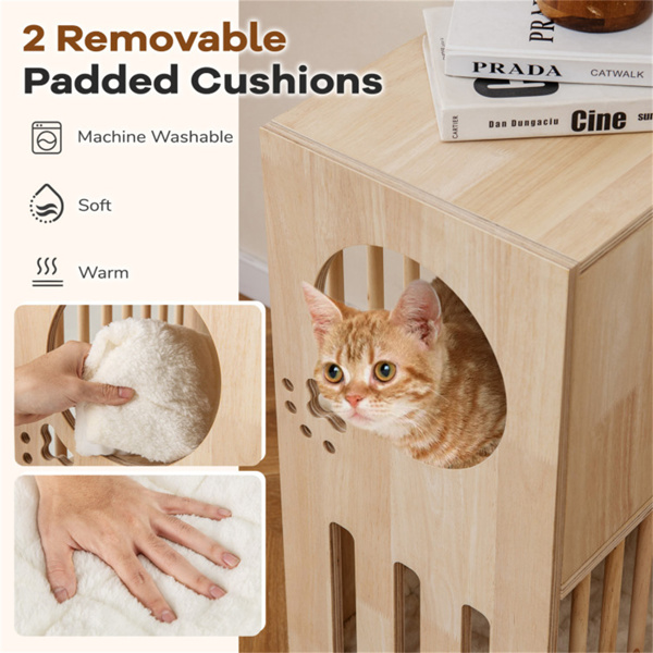 带垫子的双层木制猫公寓（amazon shipping-发货，WALMART禁止销售）周末不发货-9