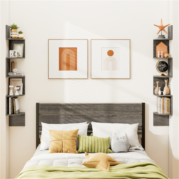 5-layer Oak wall mounted corner stand/bookshelf-7