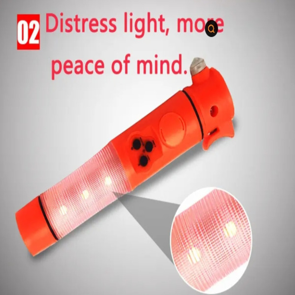 Red Multi-functional car safety hammer with Flashlight-5