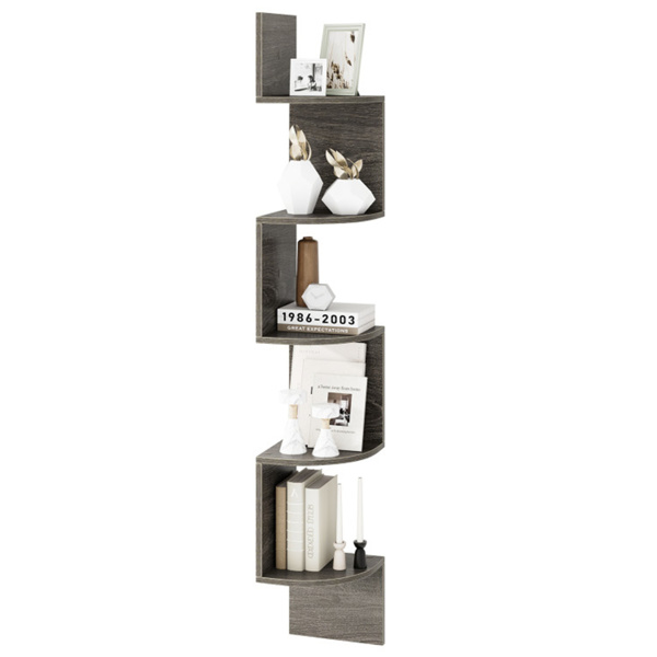5-layer Oak wall mounted corner stand/bookshelf-1