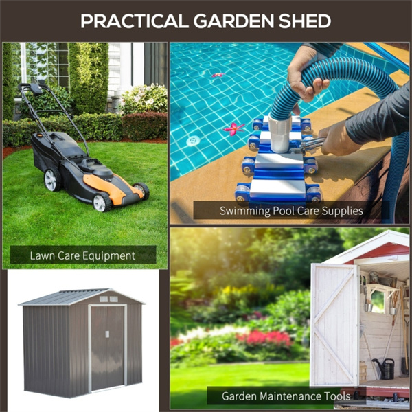 钢制仓库花园工具房7'x 4'白色-AS （ Amazon Shipping）（WalMart禁售）（周末不发货）-4