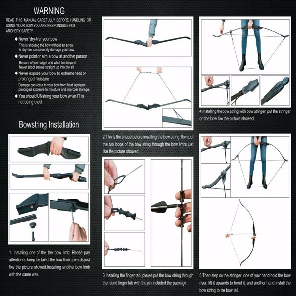 53"Takedown Recurve Bow Fiberglass Arrows Set 40lbs Archery Bow Hunting Shoot UK-2