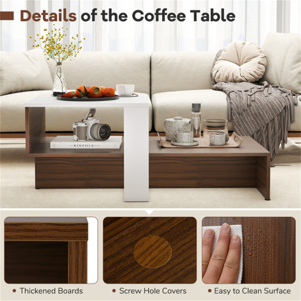 Double layered dual color coffee table-7