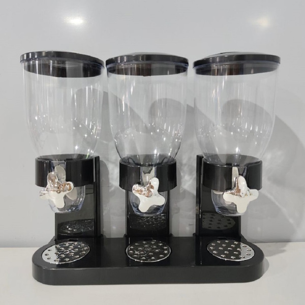 Triple Food Dispenser Cereal Containers Storage Container Dispenser Countertop For Candy Nut Grain Granola Snack-4