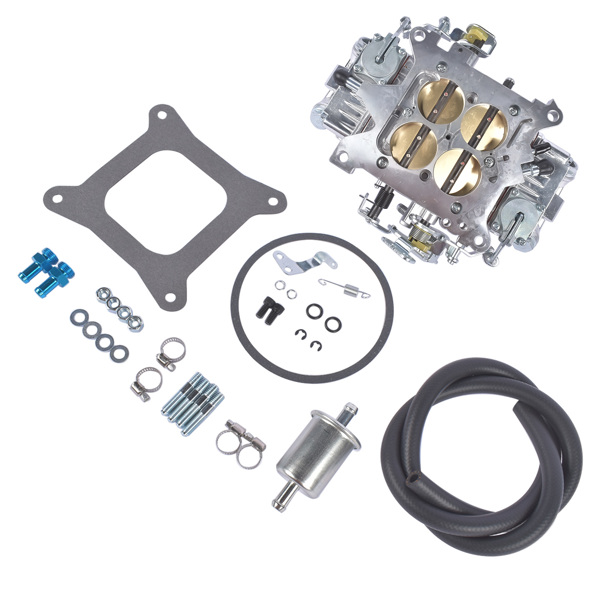 化油器 Billet Aluminum 4 Barrel Double Pumper Race Carburetor 650 CFM BR-67199 Gasoline Square Bore No Choke Mechanical Down-Leg Silver-7