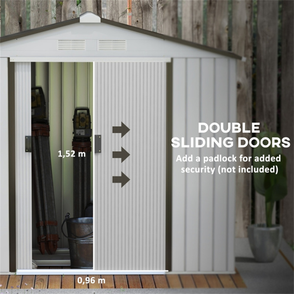 Steel Storage Shed Garden Tool house 7' x 4'  White-AS ( Amazon Shipping)（Prohibited by WalMart）-4