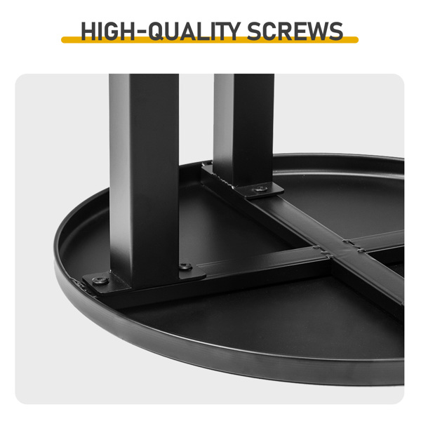 Outdoor Metal Round Table, Weather Resistant Patio End Table Side Table Coffee Bistro Table for Indoor Outdoor, Black-4