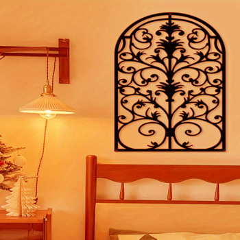 Exquisite Metal Window Frame and Arch Wall Decor - Rustic Baroque Style with Gothic Cathedral Aesthetics for Living Room,Transformative Wall Sculptures and Decorative Art.Wall Sculptures