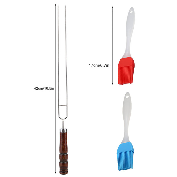 6pcs烧烤U型烧烤叉+2pcs硅胶烧烤刷（刷子颜色随机）-7