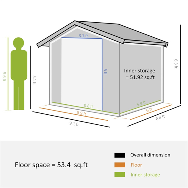 钢制仓库花园工具房7'x 4'白色-AS （ Amazon Shipping）（WalMart禁售）（周末不发货）-4