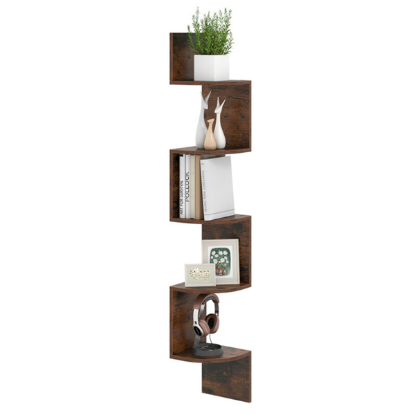 5-layer brown wall mounted corner stand/bookshelf-1