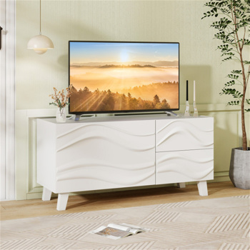 38" x 14"白色时尚电视柜带抽屉 （ WALMART禁止销售）