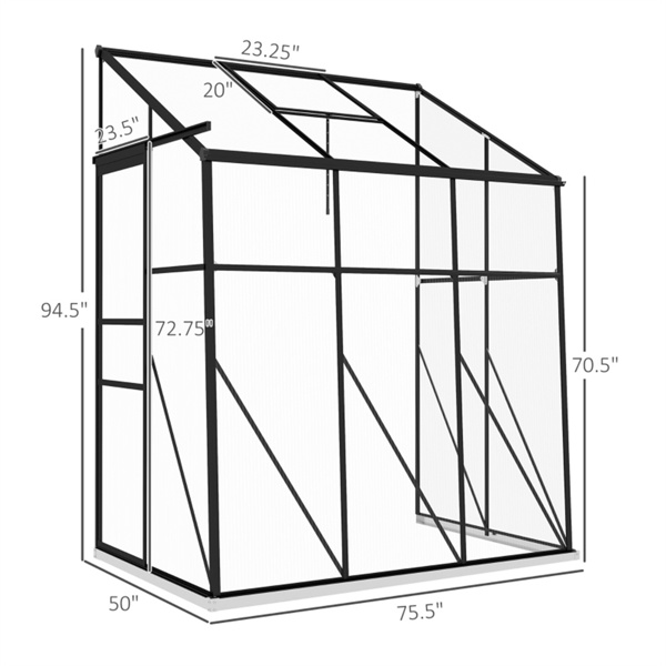  Walk-In Polycarbonate Greenhouse with Roof Vent -AS ( Amazon Shipping)（Prohibited by WalMart）-3