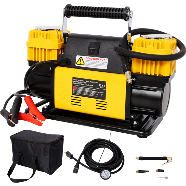 12V 双缸重型空气压缩机，带压力表的轮胎充气机，最大 150 PSI，适用于汽车、SUV、RV、卡车的轮胎充气泵-16