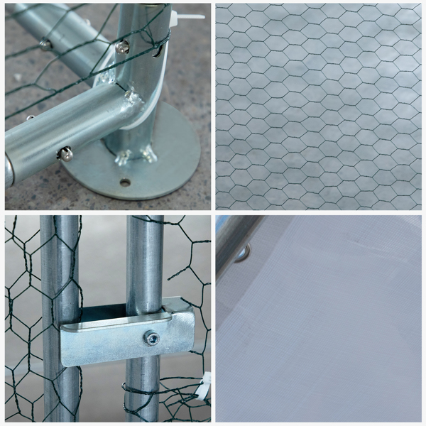 4*3*2m/13.1x9.8x6.5 ft  尖顶鸡舍 180gPE雨布 金属 铁鸡兔笼-4