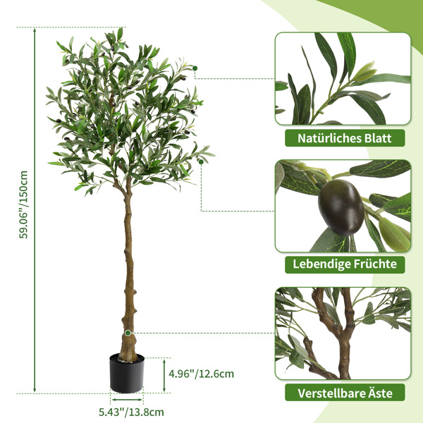 150cm olive tree 650 leaves 26 fruits PVC silk cloth artificial tree-3