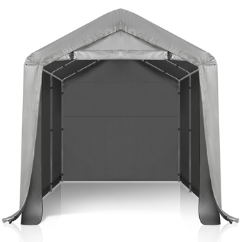 8X8FT  深灰色  4围  两间式框架   汽车棚 灰色喷塑铁管 25mm管径 140G PE布 储物棚 3围1门