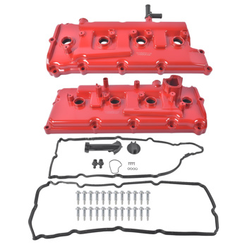 气门室盖 Pair of Left and Right Engine Valve Cover w/ Gasket for Infiniti FX45 M45 Q45 2002-2010 13264AR010 Red 2Pcs