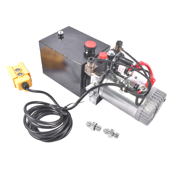 液压泵 4 Quart Hydraulic Power Unit Double Acting Pump 3200 PSI 12V DC Dump Trailer Hydraulic Pump SAE # 6-4