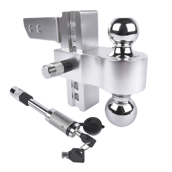 拖车挂接装置 12500 LBS Aluminum Adjustable Trailer Tow Hitch Fits 2-Inch Receiver 6-Inch Drop/Rise, 2" and 2-5/16" Chrome Hitch Balls with Two Locks-2