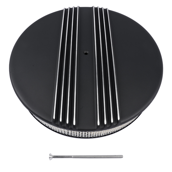 空气滤清器 14" x 3" Half Finned Aluminum Air Cleaner With Recessed Base and Paper Element Black-5
