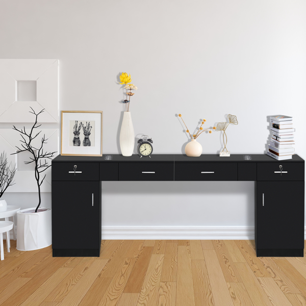 15 PCT E0 Particleboard Pitted Surface 2 Drawers 1 Lock 1 Door 3 Hair Dryer Salon Cabinet Black【Same code 63082170】-5