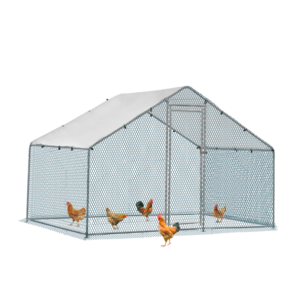 2*3*2m/6.5x9.8x6.5 ft 尖顶鸡舍 180gPE雨布 金属 铁鸡兔笼-3