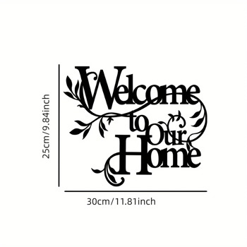 Alluring Metal \\"Welcome To Our Home\\" Wall Sign: Charming Wall Decoration Pendant. The Inviting Welcome Sign Is a Delightful Part of Home Decor, Creating an Enchanting Ambiance in Porch & Living Room w