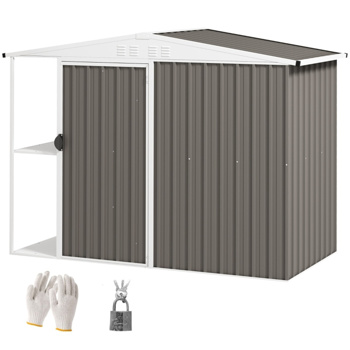钢制仓库花园工具房7\\'x 4\\'白色-AS （ Amazon Shipping）（WalMart禁售）（周末不发货）