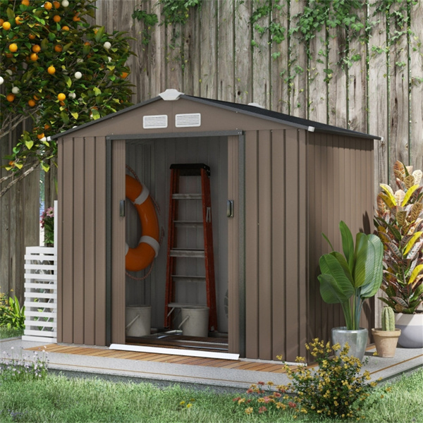 钢制仓库花园工具房7'x 4'白色-AS （ Amazon Shipping）（WalMart禁售）（周末不发货）-2