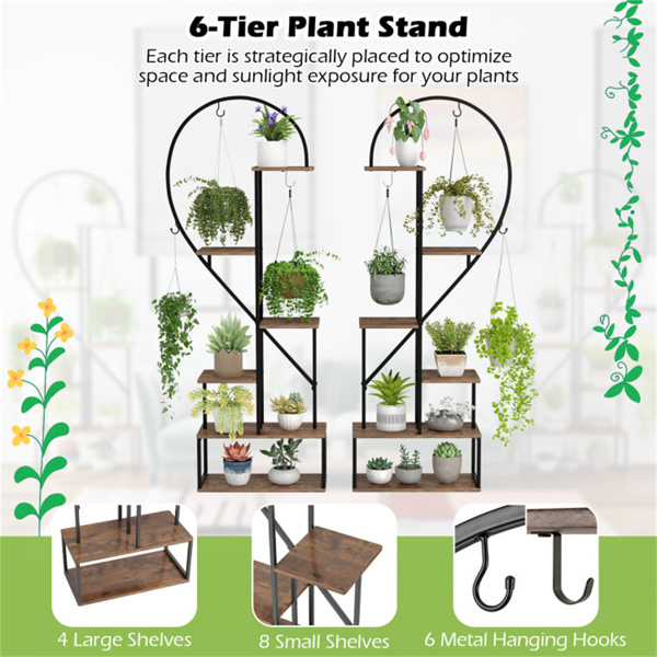2PCS金属植物架，带6个金属钩 （amazon shipping-发货，WALMART禁止销售）-3