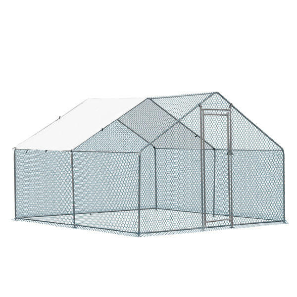 3*3*2m/9.8x9.8x6.5 ft 尖顶鸡舍 180gPE雨布 金属 铁鸡兔笼-2