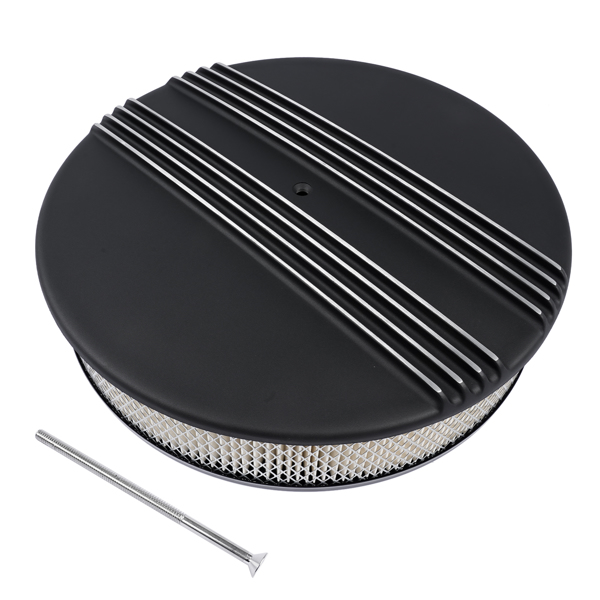 空气滤清器 14" x 3" Half Finned Aluminum Air Cleaner With Recessed Base and Paper Element Black-2