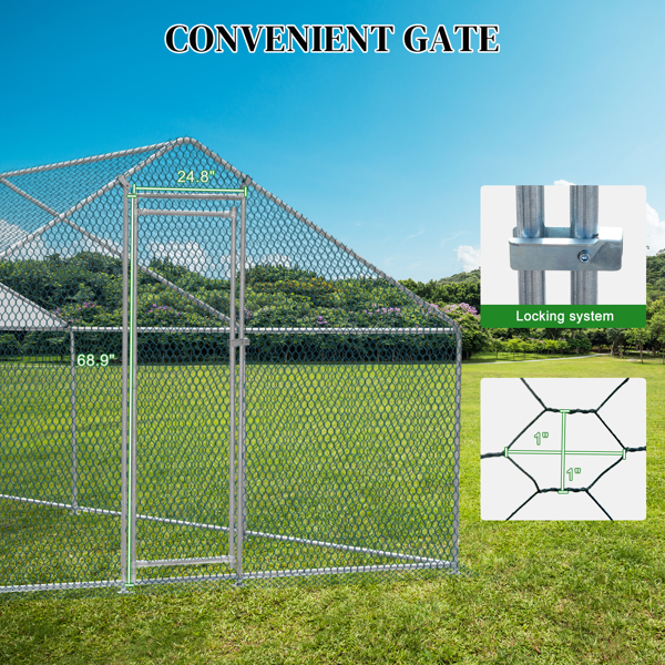 6*3*2m/19.7x9.8x6.5 ft  尖顶鸡舍 180gPE雨布 金属 铁鸡兔笼-4