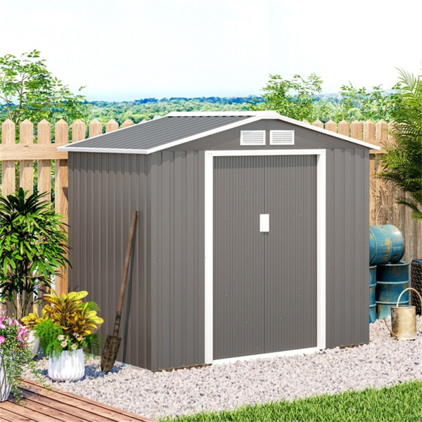 钢制仓库花园工具房7'x 4'白色-AS （ Amazon Shipping）（WalMart禁售）（周末不发货）-2