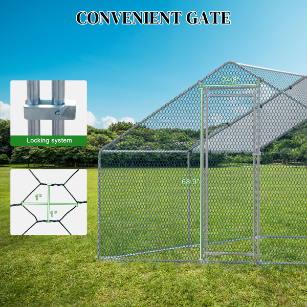 4*3*2m/13.1x9.8x6.5 ft  尖顶鸡舍 180gPE雨布 金属 铁鸡兔笼-5