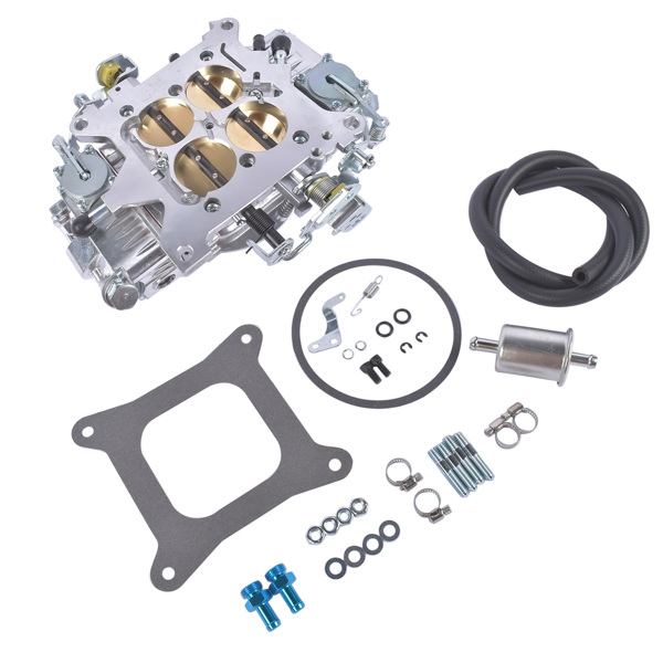 化油器 Billet Aluminum 4 Barrel Double Pumper Race Carburetor 650 CFM BR-67199 Gasoline Square Bore No Choke Mechanical Down-Leg Silver-4