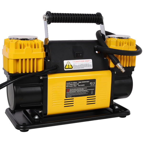 12V 双缸重型空气压缩机，带压力表的轮胎充气机，最大 150 PSI，适用于汽车、SUV、RV、卡车的轮胎充气泵-9